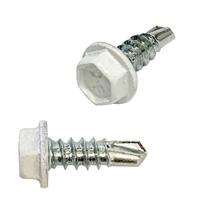 #14 X 3/4" Indented Hex, Self-Drilling Screw, Zinc Painted White